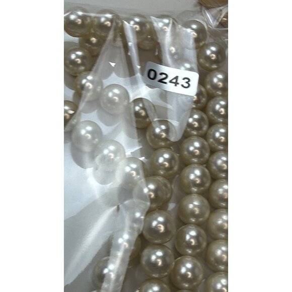 Signed JAPAN Double Strand Faux Pearl Necklace With Rhinestone Clasp - 20" Elega - Picture 9 of 12